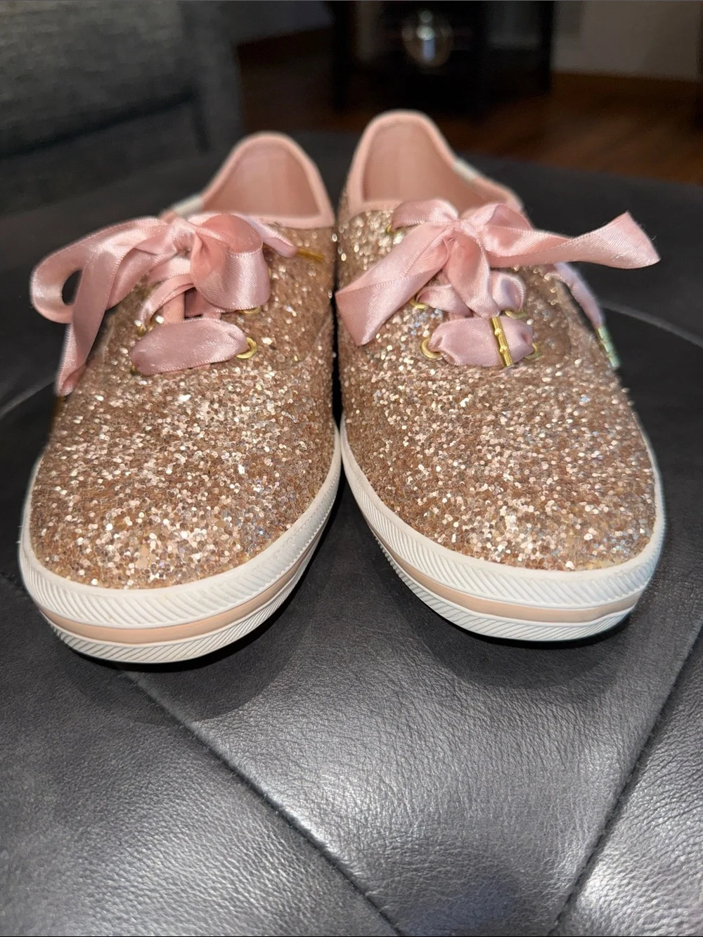♠️ Kate Spade Keds Tennis Shoes Rose Gold Glitter Women’s Size 9M